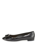 Patent Buckle Ballerina Flat, Black (Nero)