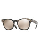 Byredo Square Mirrored Sunglasses, Black Horn