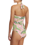 Evergreen Printed Halter One-Piece Swimsuit