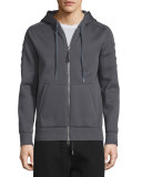 Zip-Up Hoodie with Moto Panels, Gunmetal