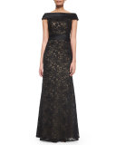 Off-the-Shoulder Lace Column Gown