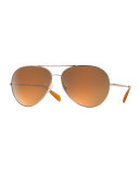 Sayer Oversized Mirrored Aviator Sunglasses, Gold