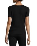 Isla Ribbed Scoop-Neck Top, Black