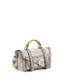 PS1 Tiny Canvas & Snakeskin Satchel Bag, Ecru