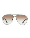 Double Bar Aviator Sunglasses, Gunmetal/Black
