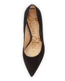 Hazel Pointed-Toe Suede Pump, Black