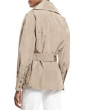 Snap-Front Belted Safari Jacket, Sand Dune