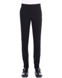 Ankle-Zip Flat-Front Biker Pants, Black