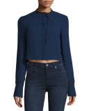 Newkirk Cropped Tie-Front Jacket, Royal