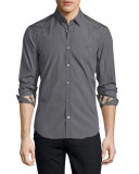 Cambridge Long-Sleeve Sport Shirt, Stone Gray
