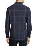 Glen Plaid Woven Sport Shirt, Navy
