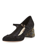 Renee Brocade Mary Jane Pump, Baroque Black