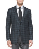 Plaid Wool Jacket, Petrol 