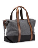 Weekend Flannel & Leather Travel Bag, Grigio