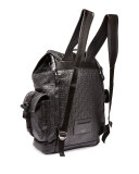 Trident Star-Embossed Leather Backpack, Black