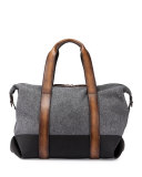Weekend Flannel & Leather Travel Bag, Grigio