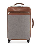 Men's Leather & Wool-Cashmere Trolley Suitcase, Tan/Gray