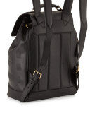 Riverton Embossed-Check Pebbled Leather Backpack, Black
