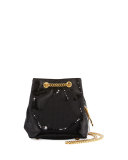 Emmanuelle Sequined Baby Bucket Bag, Black
