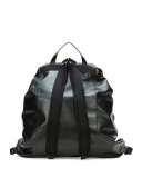 Men's Woven Leather Backpack, Black 