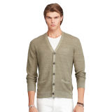 Linen-Silk V-Neck Cardigan