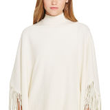 Fringe Wool-Blend Poncho