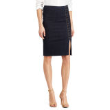 Lace-Up Denim Pencil Skirt