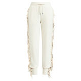 Leather-Fringe Fleece Jogger
