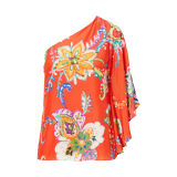 Floral Crepe One-Shoulder Top