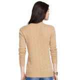 Cable Cashmere V-Neck Sweater