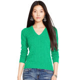 Cable Cashmere V-Neck Sweater