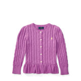 Cable Cotton Peplum Cardigan