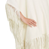 Fringe Wool-Blend Poncho