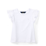 Eyelet Flutter-Sleeve Top