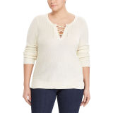 Cotton-Blend Lace-Up Sweater