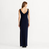Sequined Cowl-Back Jersey Gown