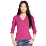 Cable Cashmere V-Neck Sweater