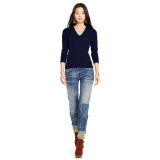 Cable Cashmere V-Neck Sweater