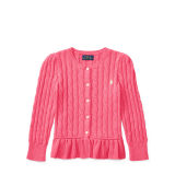 Cable Cotton Peplum Cardigan