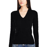 Cable Cashmere V-Neck Sweater