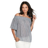 Plaid Off-the-Shoulder Top