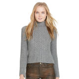 Aran-Knit Mockneck Sweater