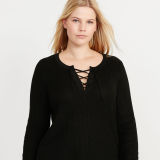 Cotton-Blend Lace-Up Sweater