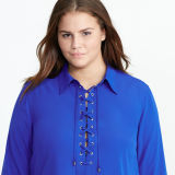 Lace-Up Crepe de Chine Tunic