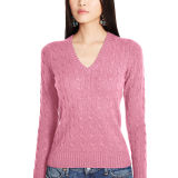 Cable Cashmere V-Neck Sweater