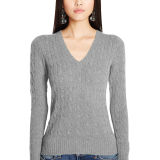 Cable Cashmere V-Neck Sweater