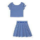 Striped Ponte Top & Skirt Set