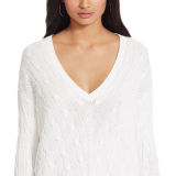 Cable-Knit V-Neck Sweater