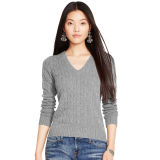 Cable Cashmere V-Neck Sweater