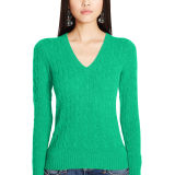 Cable Cashmere V-Neck Sweater